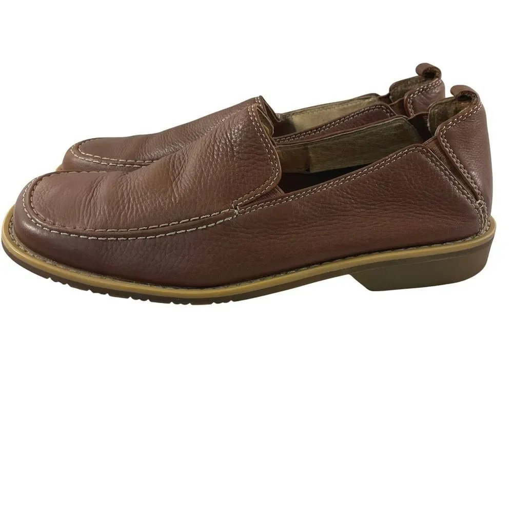 GBX Men's Brown Leather Square Toe Slip On Loafer Shoes Size 9 1/2 M